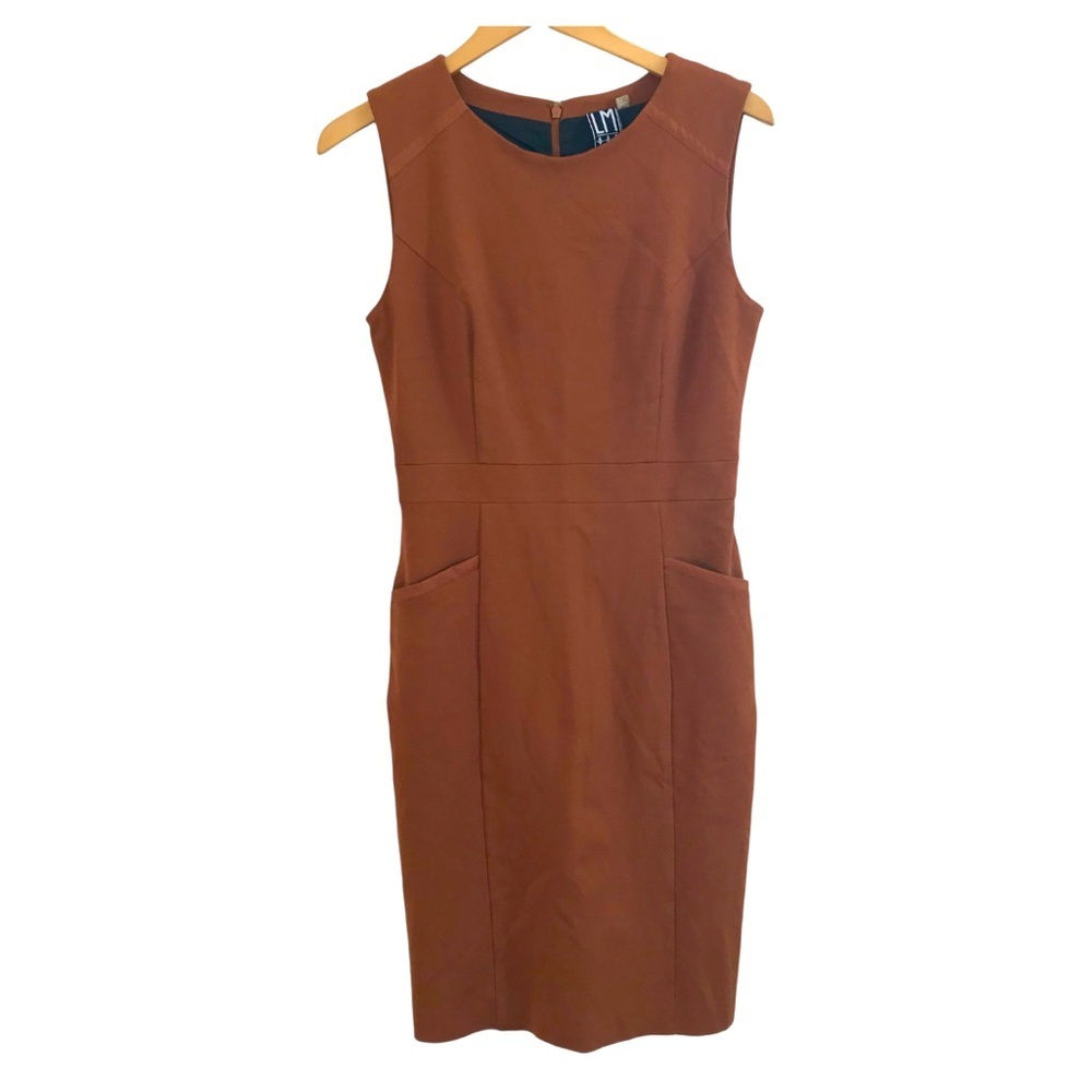 LM Style Bar Womens Size 10 Sheath Dress Terracotta Brown Ponte Knit Timeless